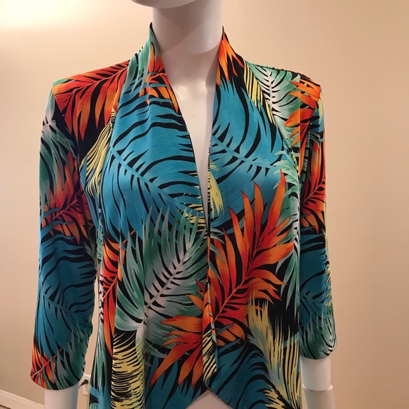 Slinky Brand Drape Open Front Jacket Tropical - Picture 6 of 13